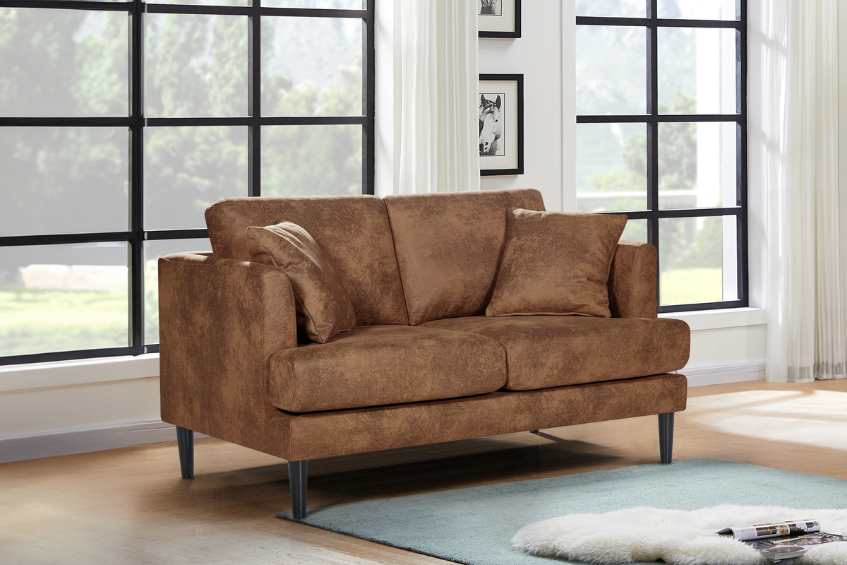 Faux Leather Suede Brown 2 Seater Sofa RAVELLO