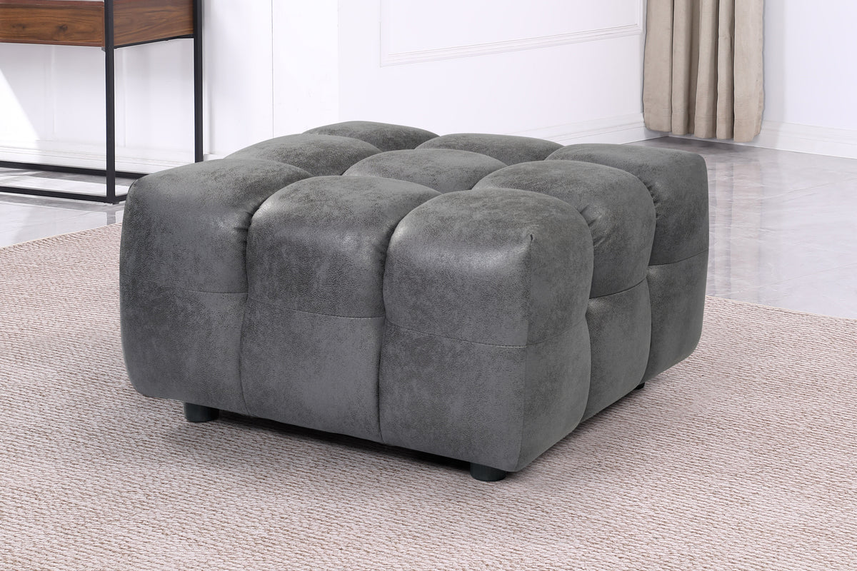 Faux Leather Suede Grey Lugano Ottoman on Background