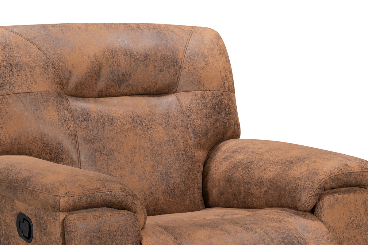 Faux Leather Suede Brown 3 + 1 Seater Manual Recliner Sofa Set MURCIA