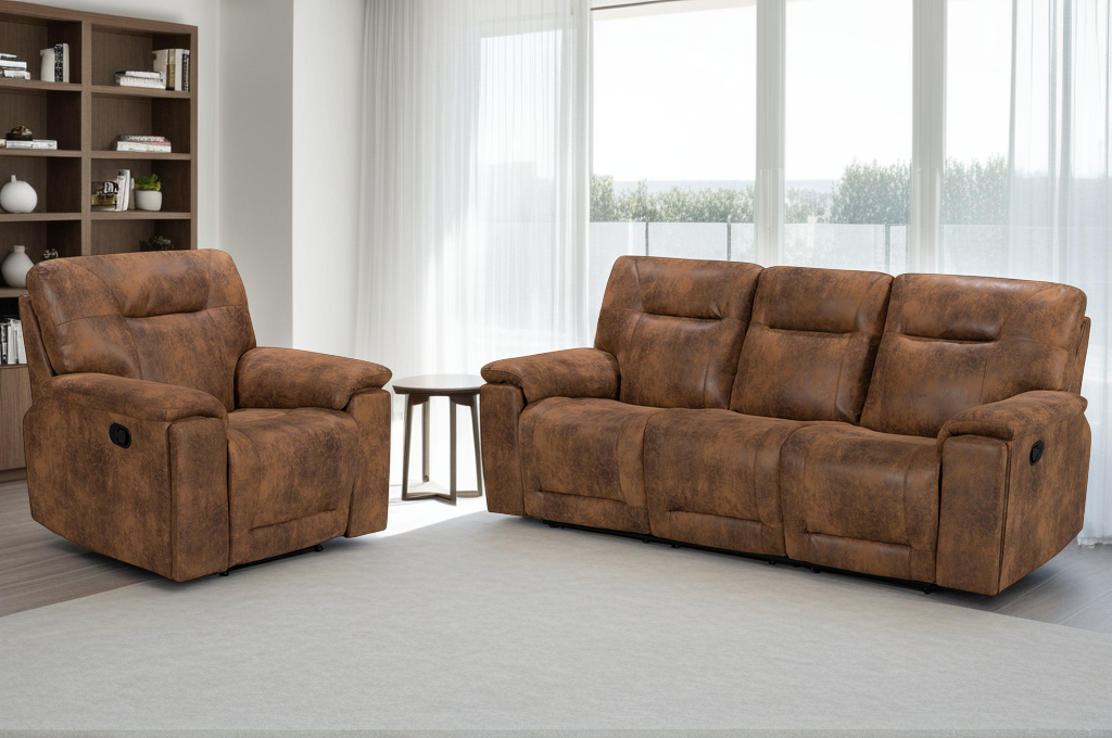 Home Sofas Sofa Sets Faux Leather Suede Brown 3 1 Seater Manual home-sofas-sofa-sets-faux-leather-suede-brown-3-1-seater-manual