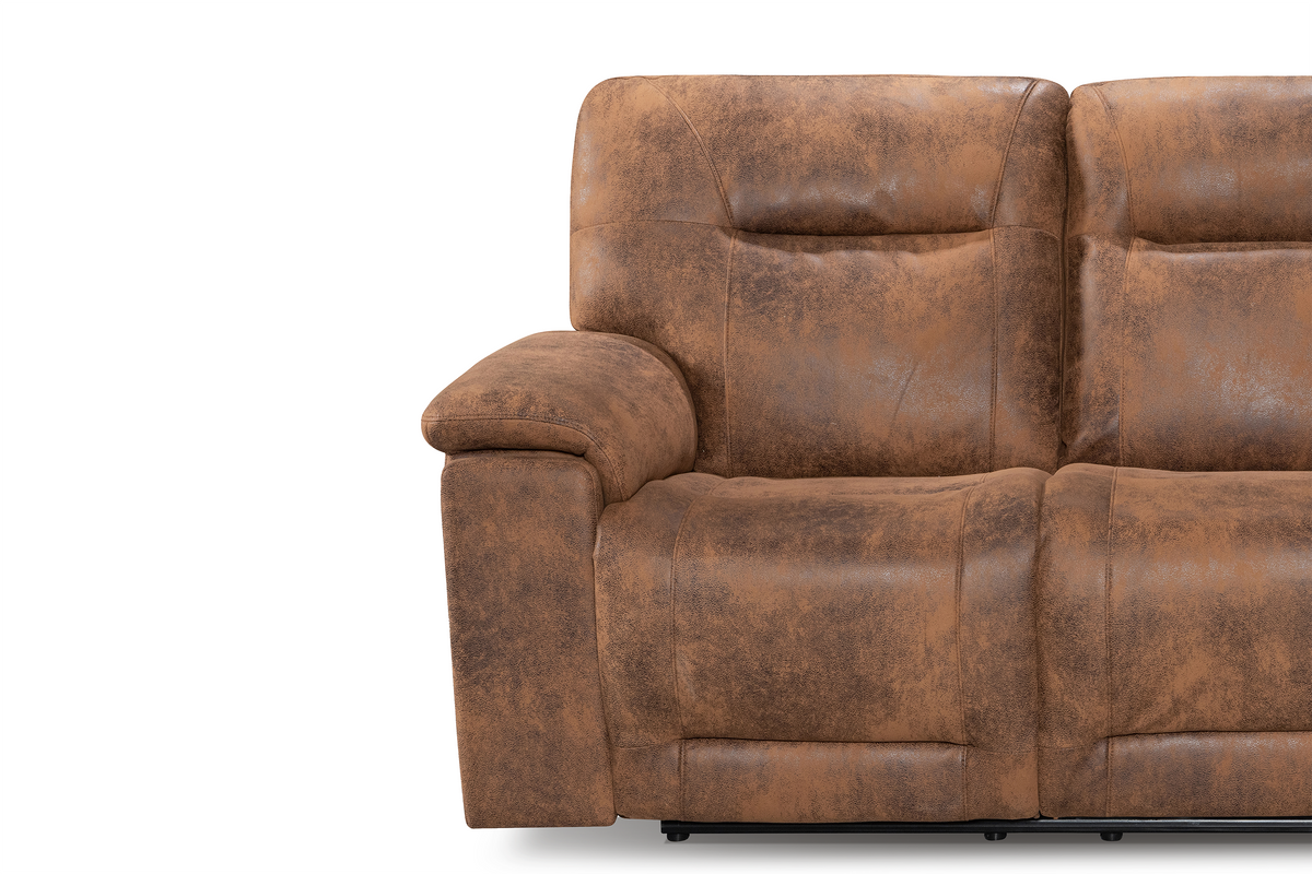 Faux Leather Suede Brown 3 + 1 Seater Manual Recliner Sofa Set MURCIA