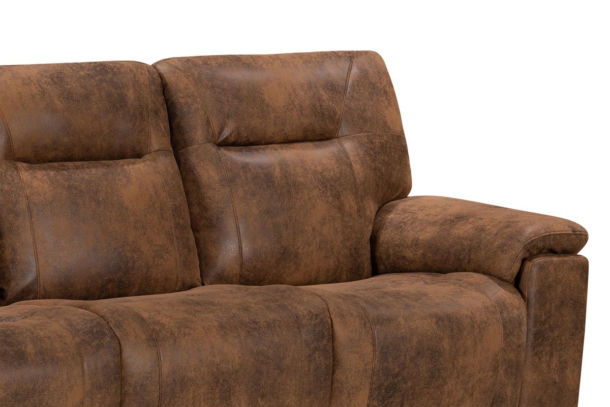 Faux Leather Suede Brown 3 + 2 Seater Manual Recliner Sofa Set MURCIA