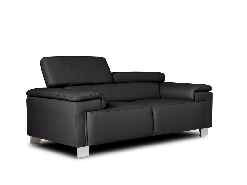 Genuine Leather Black Livorno 2 Seater Sofa