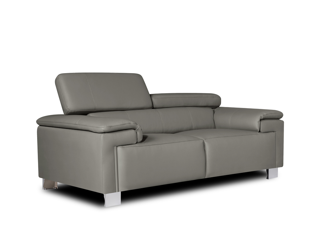 Genuine Leather Grey Livorno 2 Seater Sofa