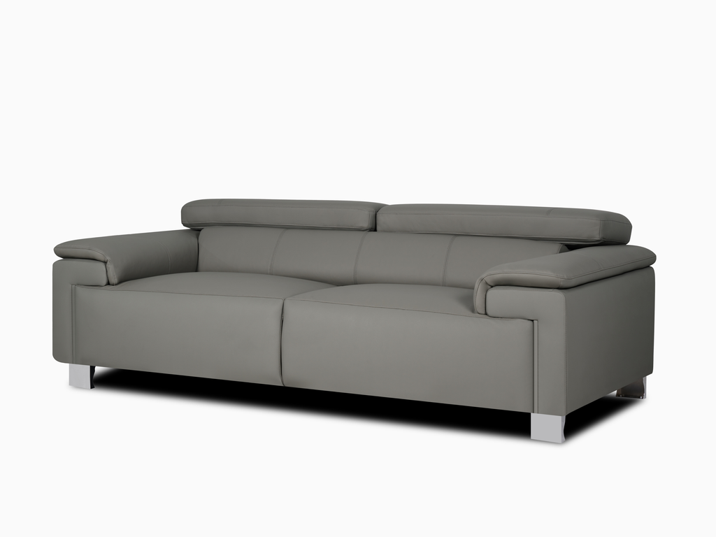 Genuine Leather Grey Livorno 3 Seater Sofa