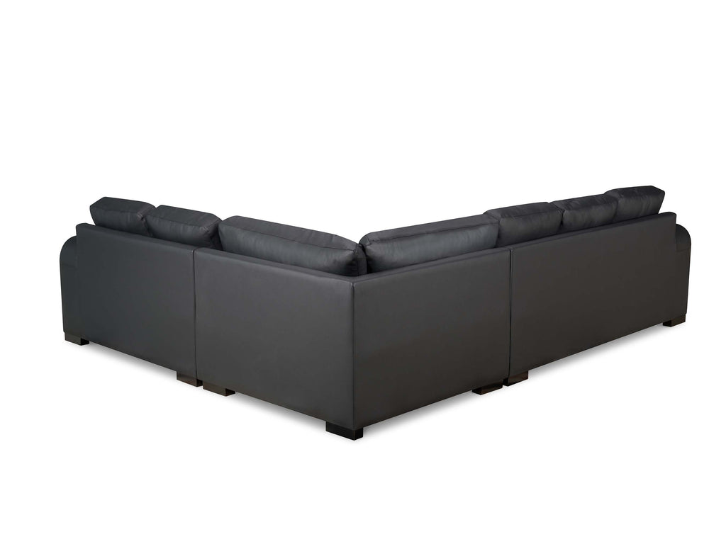 Genuine Leather Black San Fernando 2C3 Corner Sofa with 2 Ottomans