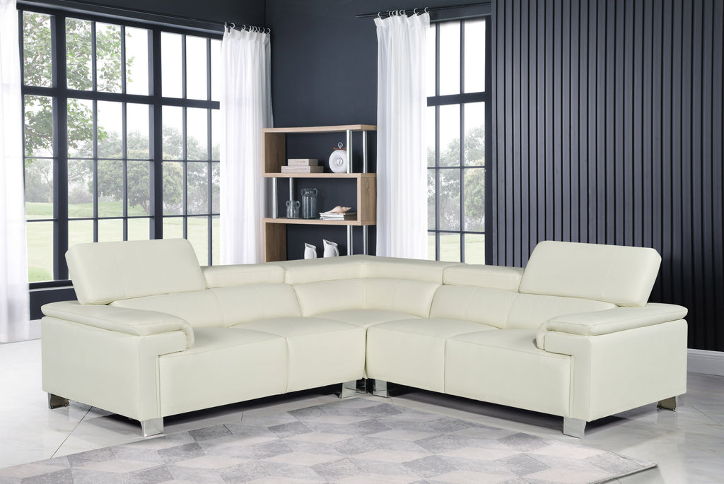 Genuine Leather White 2C2 Livorno Corner Sofa