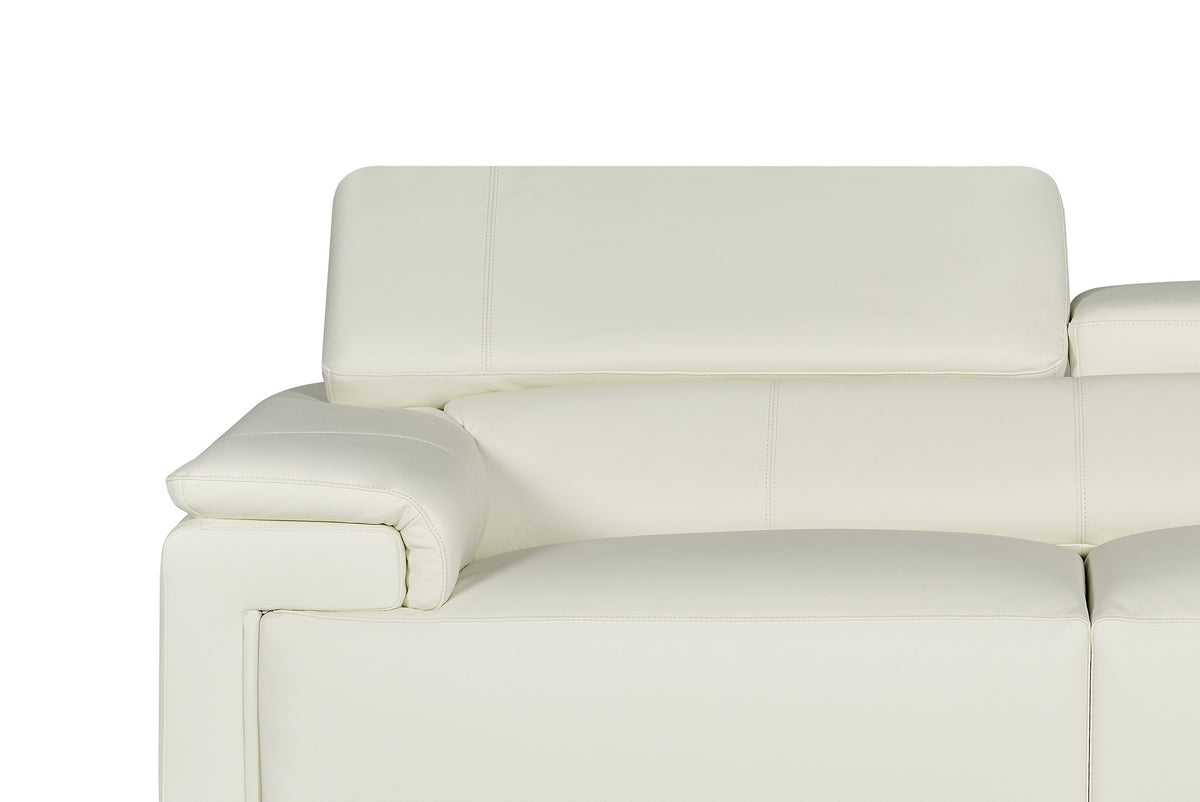 Genuine Leather White 2C2 Livorno Corner Sofa
