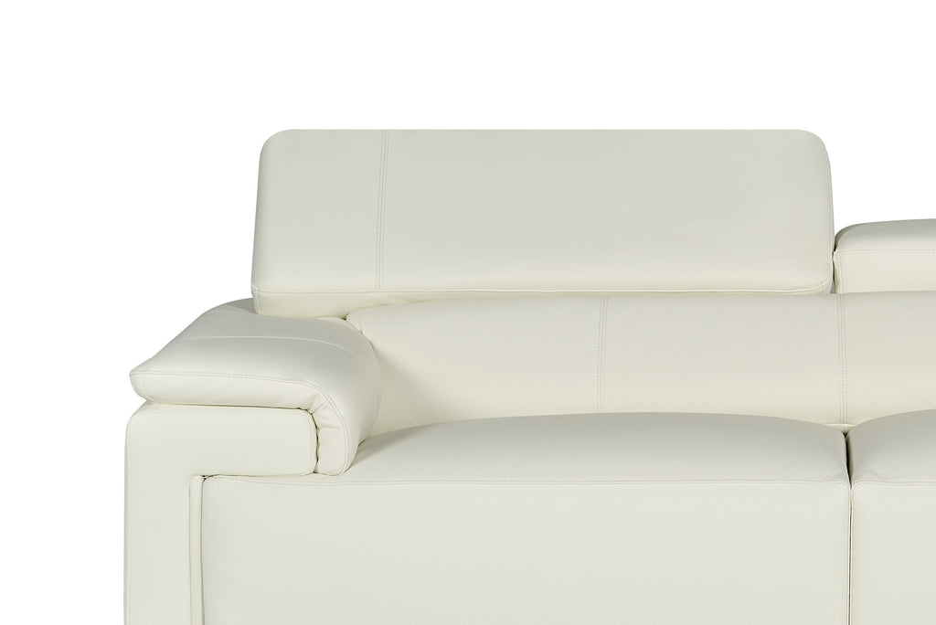 Genuine Leather White 2C2 Livorno Corner Sofa