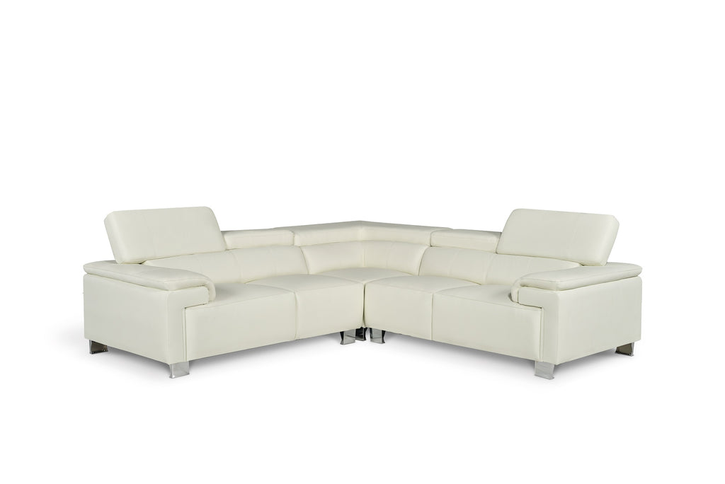 Genuine Leather White 2C2 Livorno Corner Sofa