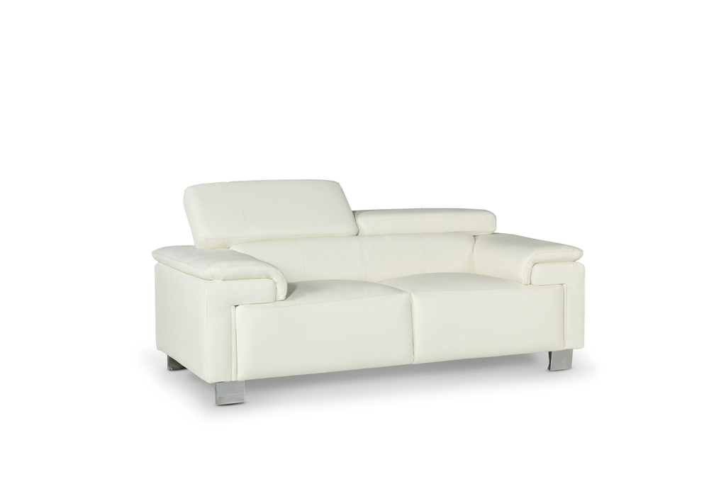 Genuine Leather White Livorno 2 Seater Sofa