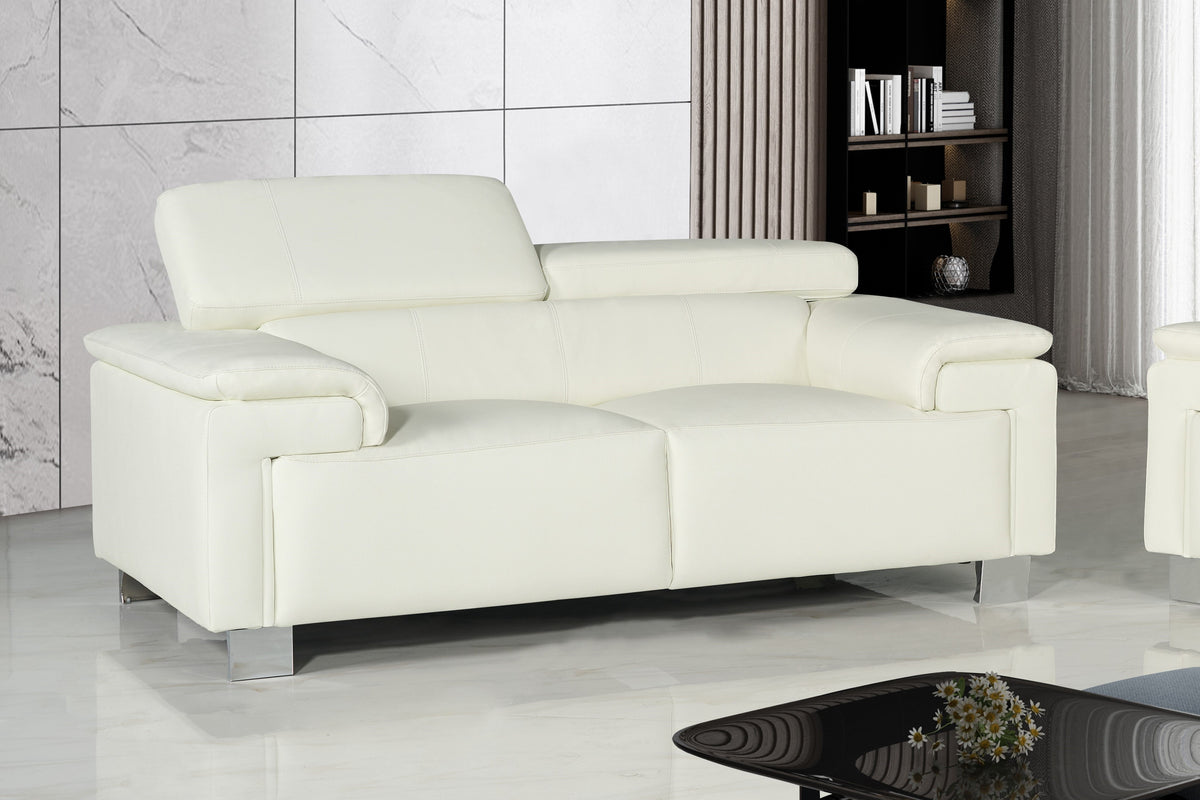 Genuine Leather White Livorno 2 Seater Sofa