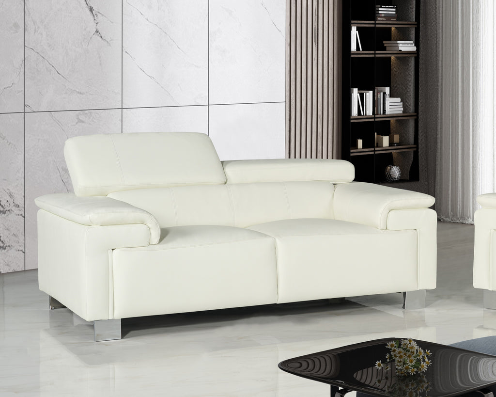 Genuine Leather White Livorno 2 Seater Sofa