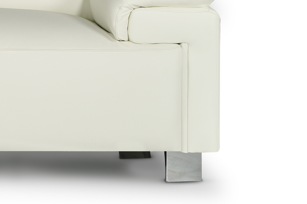 Genuine Leather White Livorno 3 Seater Sofa Leg Detail