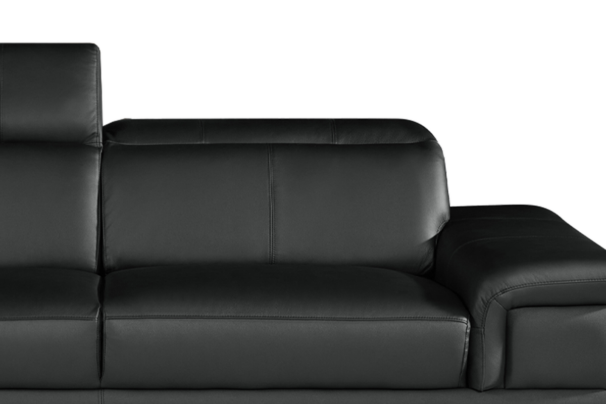 Genuine Leather Black 2 Seater Sofa CHICAGO Closeup