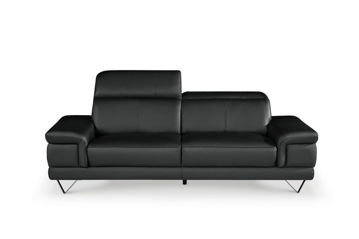 Genuine Leather Black 2 Seater Sofa CHICAGO Front