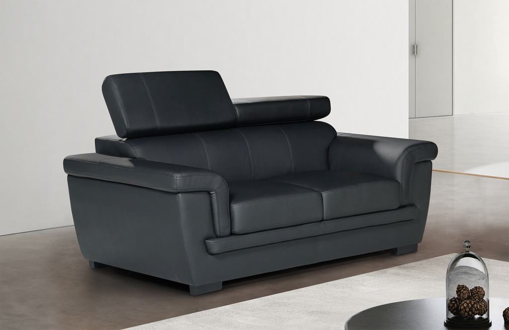 Genuine Leather Black 2 Seater Sofa PORTLAND Background