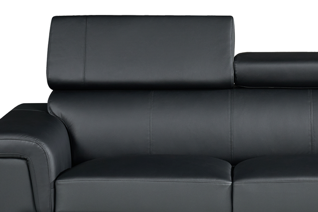 Genuine Leather Black 2 Seater Sofa PORTLAND Closeup