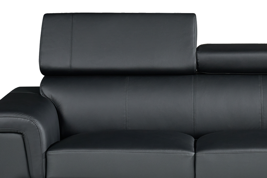 Genuine Leather Black 3 Seater Sofa PORTLAND Closeup