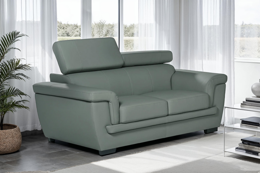 Genuine Leather Grey 2 Seater Sofa PORTLAND