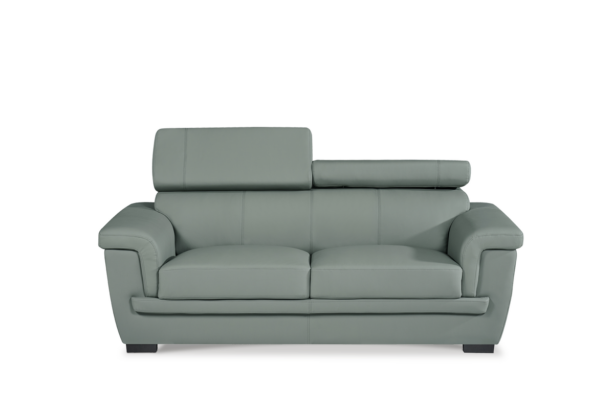 Genuine Leather Grey 2 Seater Sofa PORTLAND Front