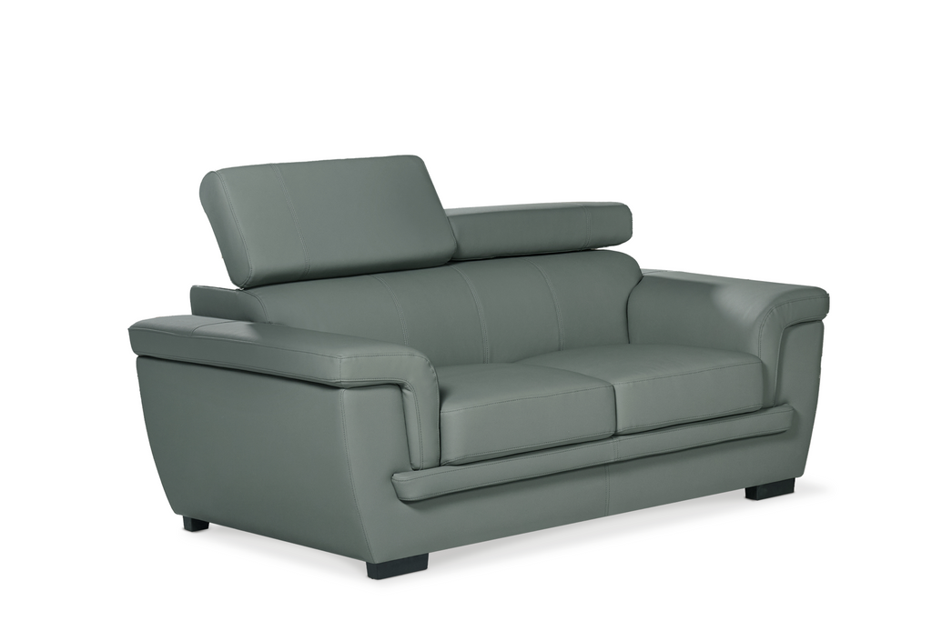 Genuine Leather Grey 2 Seater Sofa PORTLAND Side