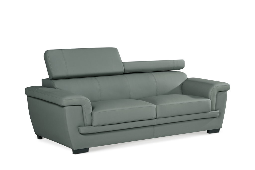 Genuine Leather Grey 3 Seater Sofa PORTLAND Background