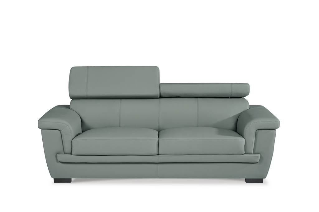 Genuine Leather Grey 3 Seater Sofa PORTLAND Front