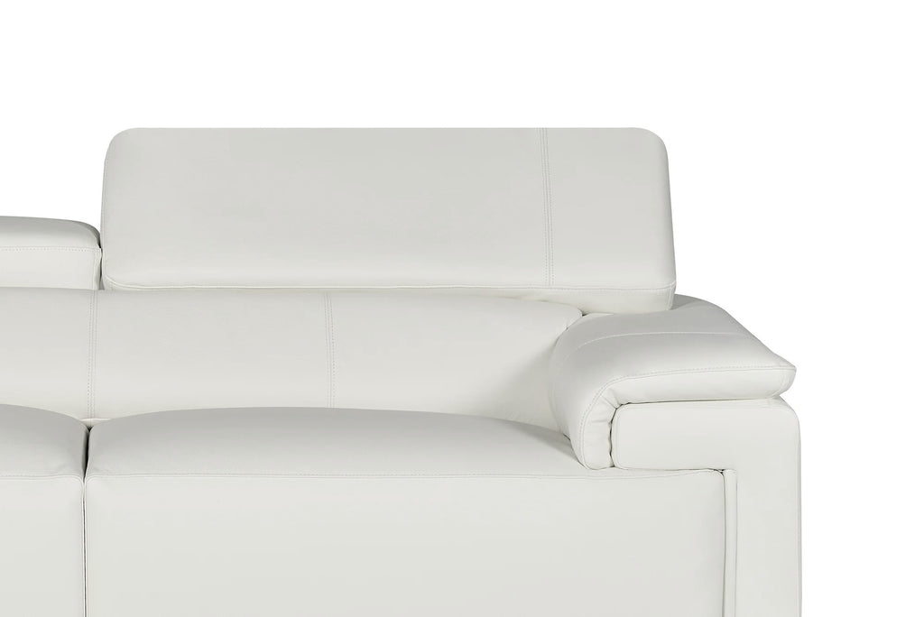 Genuine Leather White Right Hand Facing Livorno Corner Sofa
