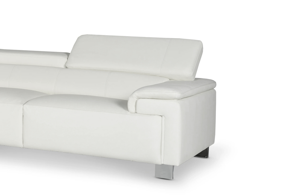 Genuine Leather White Right Hand Facing Livorno Corner Sofa