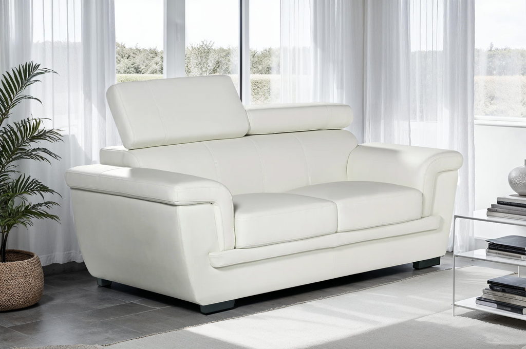 Genuine Leather White 2 Seater Sofa PORTLAND