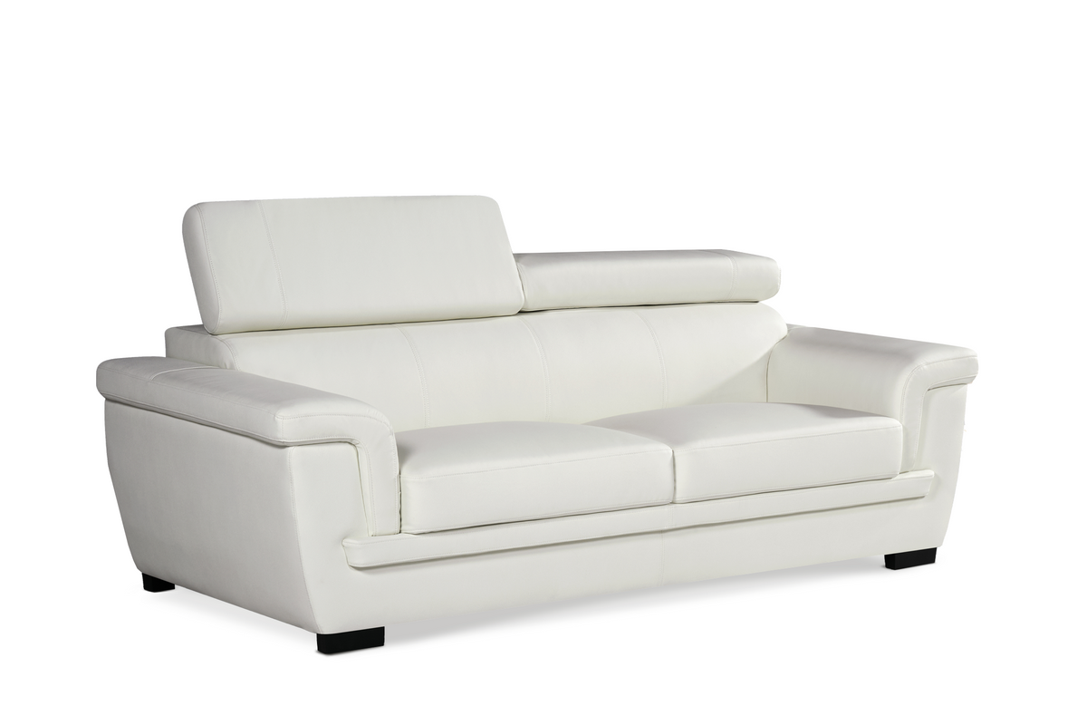 Genuine Leather White 3 Seater Sofa PORTLAND Front Angle