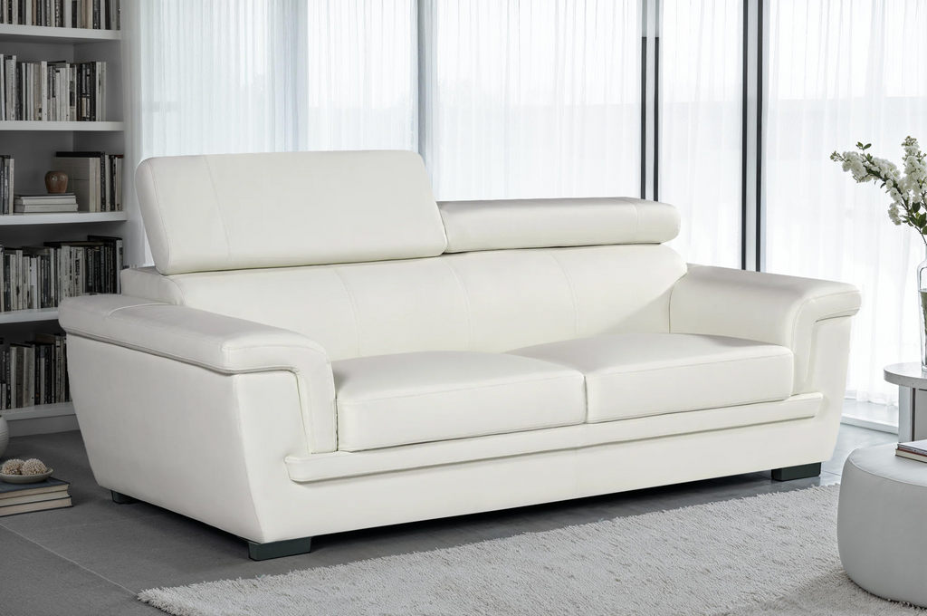 Genuine Leather White 3 Seater Sofa PORTLAND