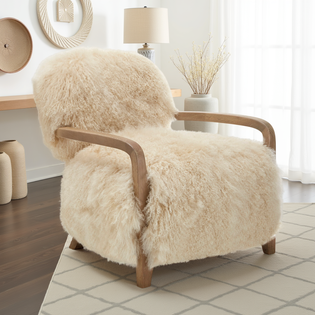 Genuine Long Haired Sheepskin Armchair MISTY