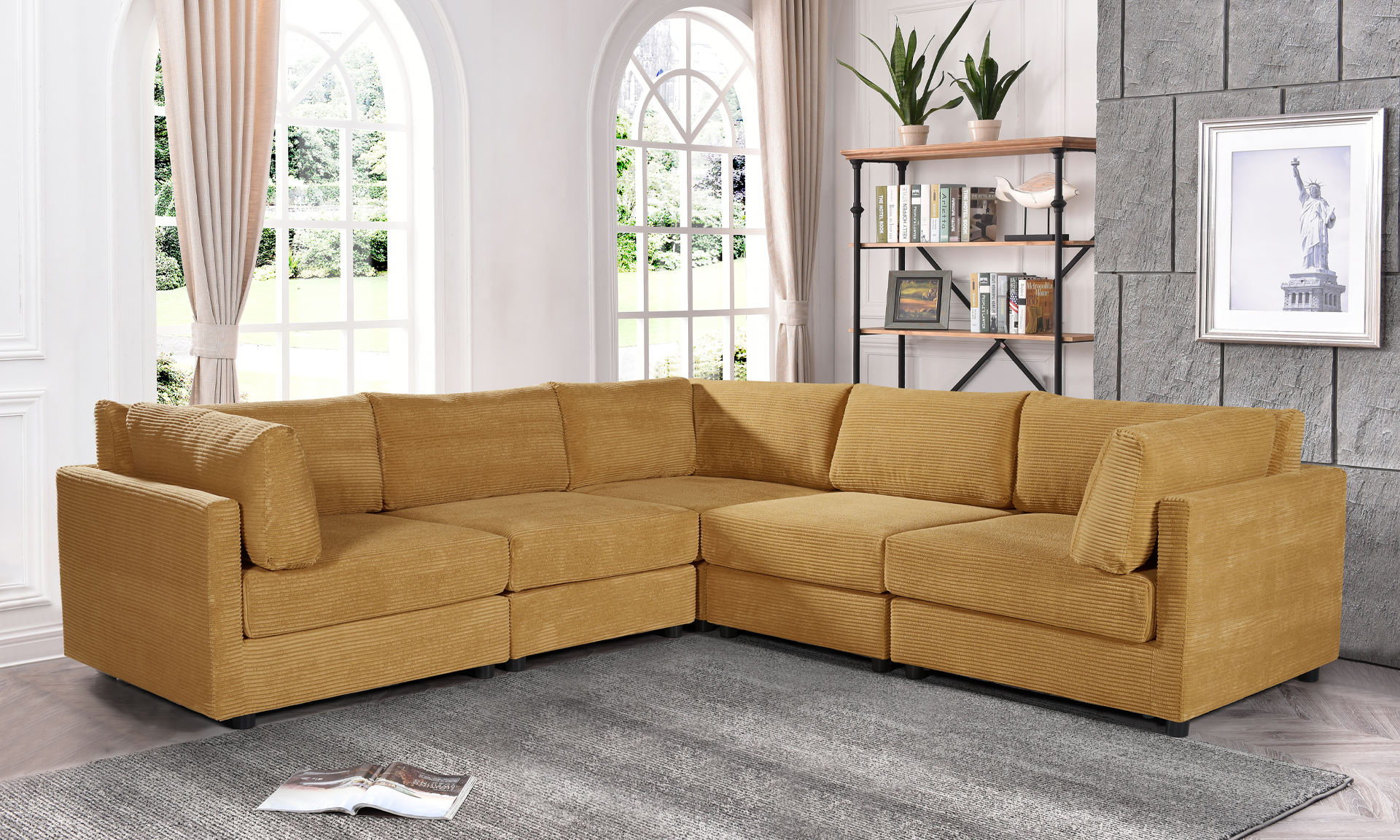 Gold Jumbo Cord Sofa Corner 2C2 Modular TUSCANY