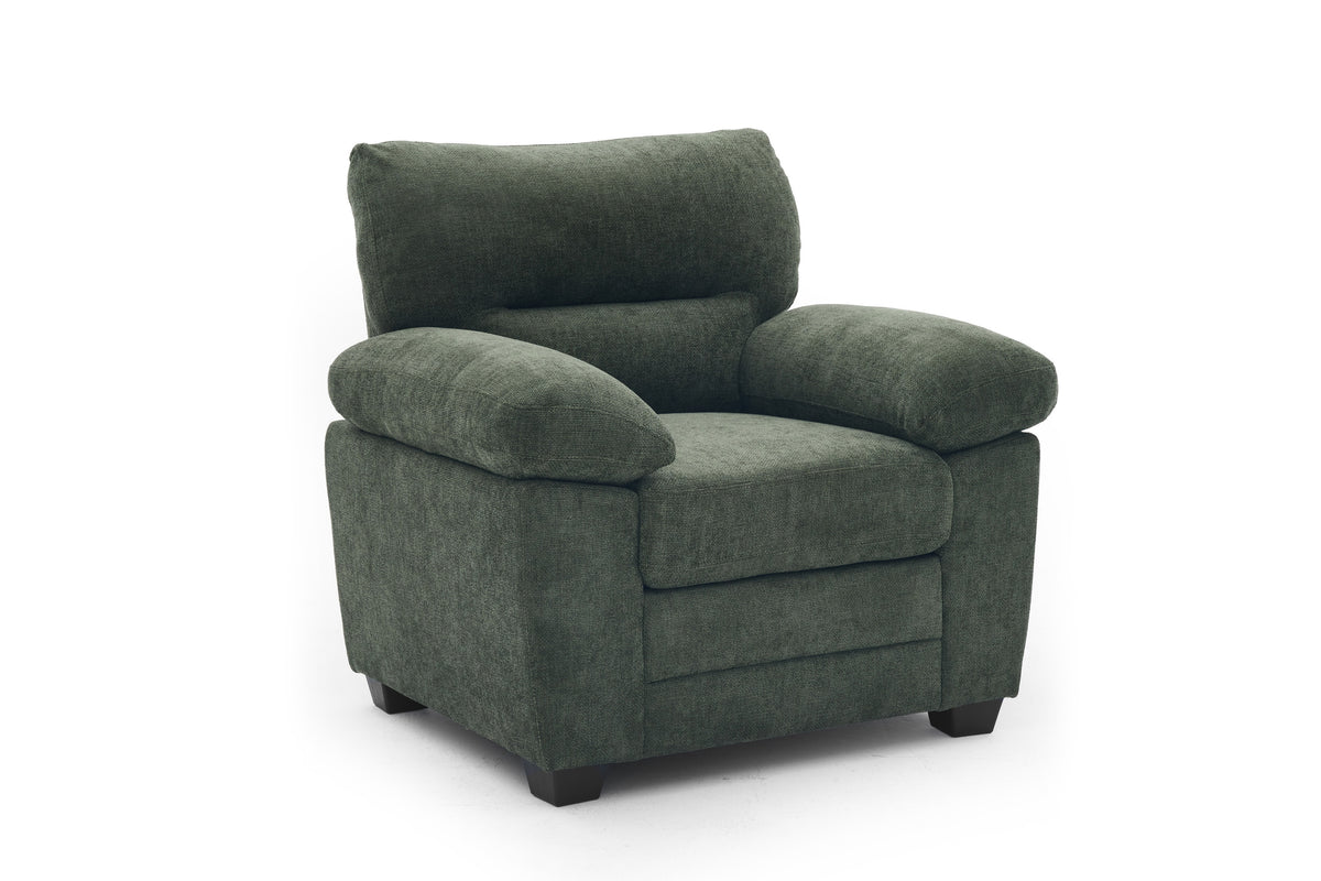 Green Chenille Fabric 1 Seater Sofa LINCOLN
