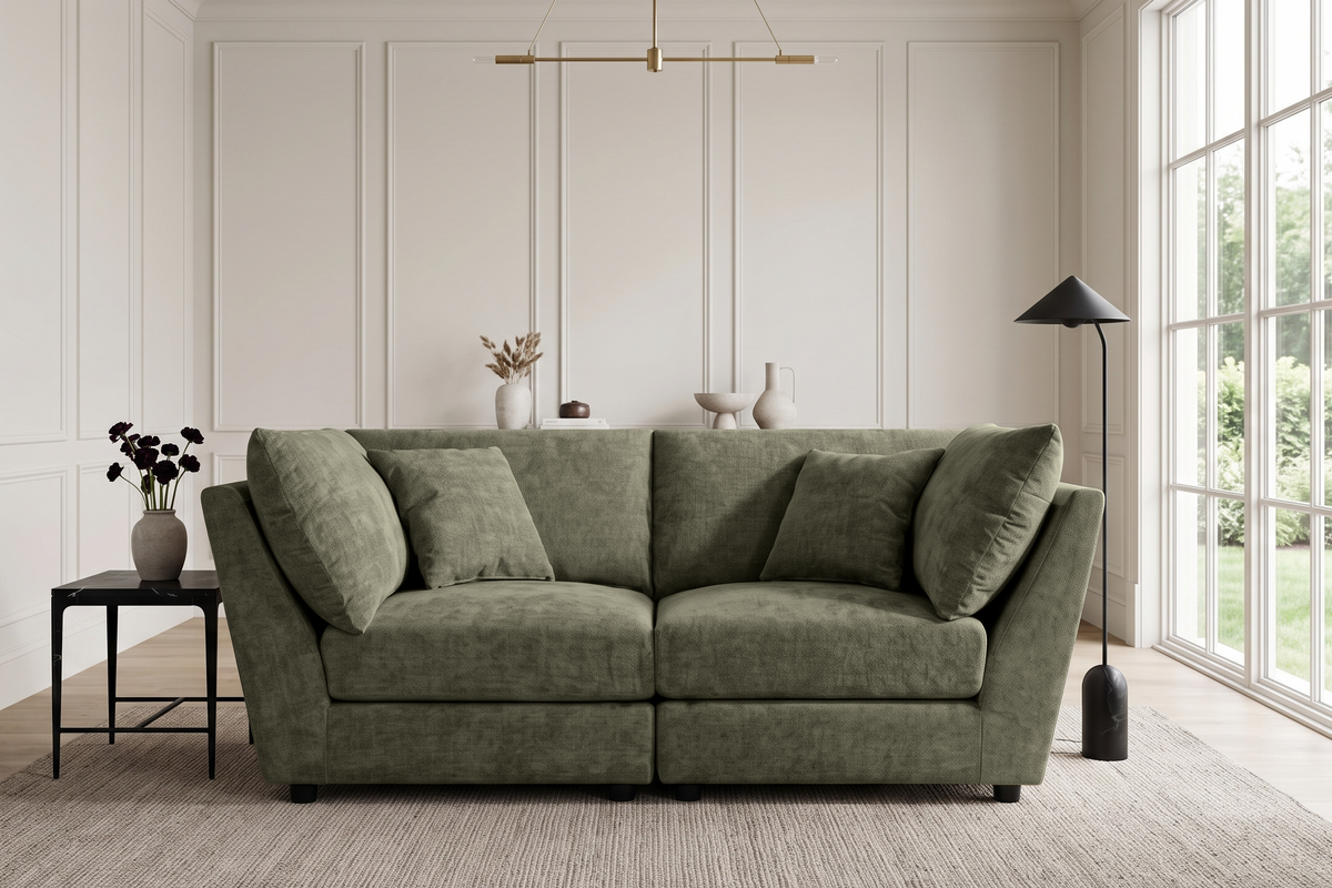 Green Chenille Fabric 2 Seater Modular Sofa MADDIE