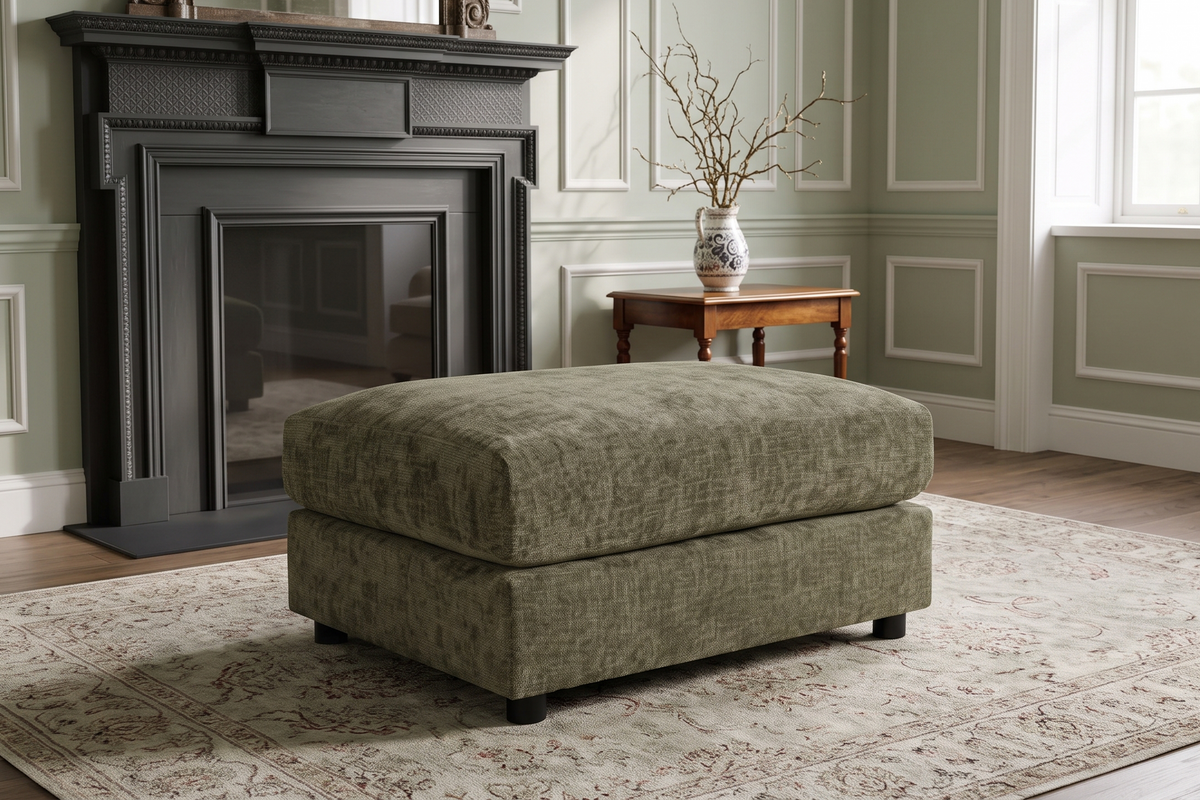Green Chenille Fabric Modular Ottoman MADDIE