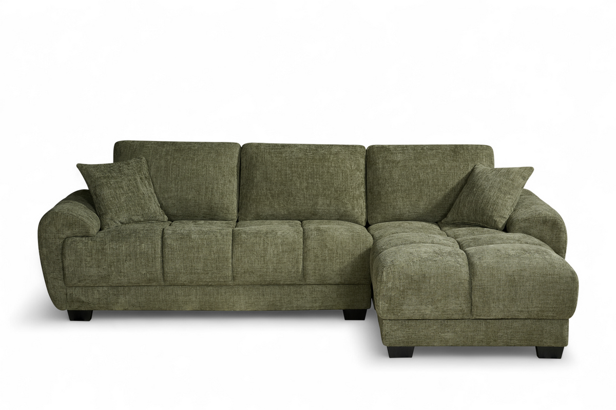 Green Chenille Fabric 2C1 Corner Sofa with Chaise JACK