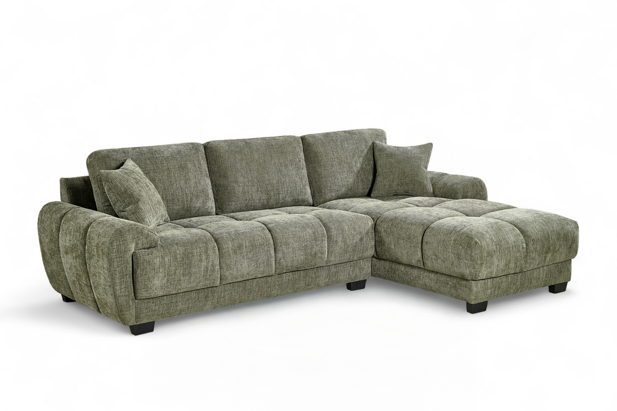 Green Chenille Fabric 2C1 Corner Sofa with Chaise JACK