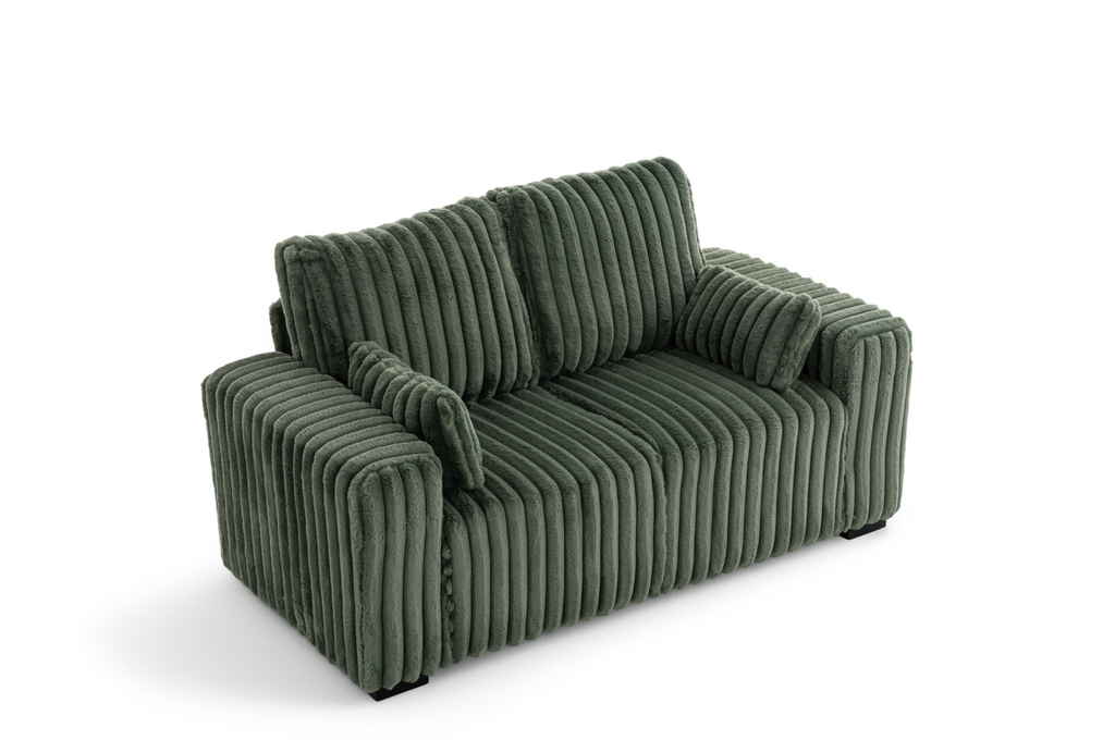 Green Jumbo Cord 2 Seater Sofa BOLZANO Front Angle