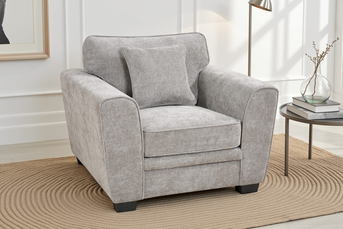 Grey Chenille Fabric 1 Seater Sofa BERTIE