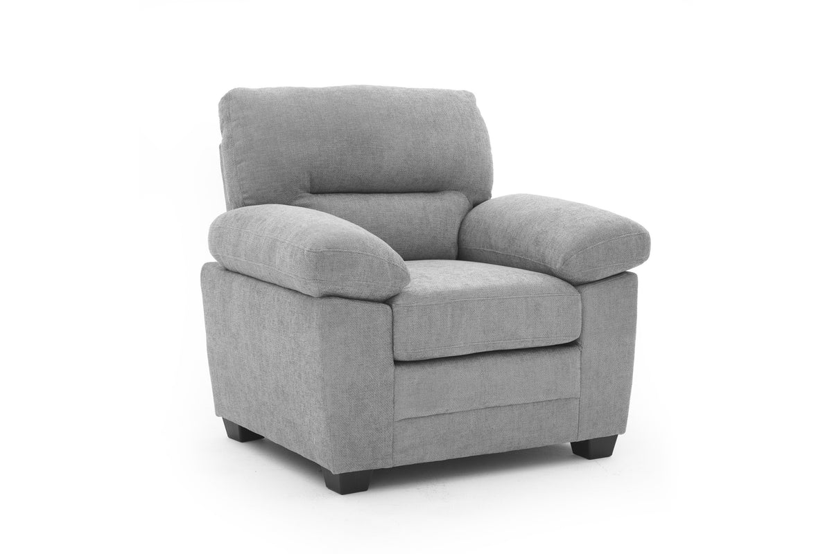 Grey Chenille Fabric 1 Seater Sofa LINCOLN