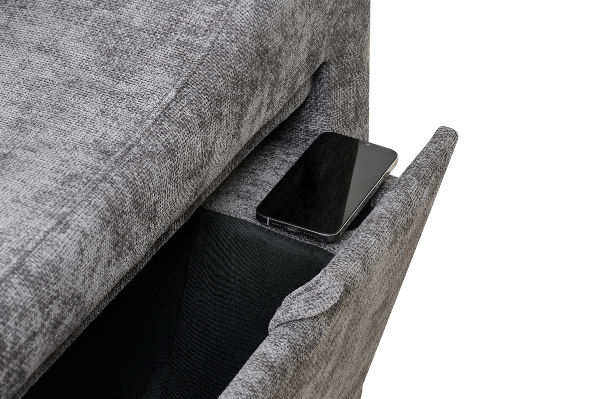 Dark Grey Chenille Fabric 1C2 Corner Sofabed with Storage ARTHUR