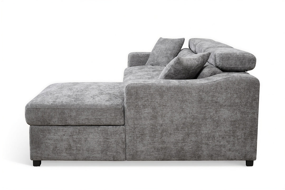 Dark Grey Chenille Fabric 1C2 Corner Sofabed with Storage ARTHUR