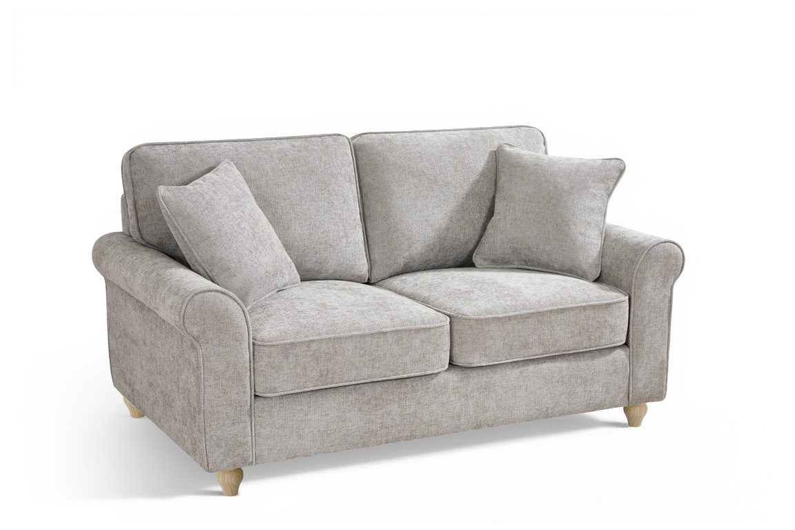 Grey Chenille Fabric 2 Seater Sofa with Round Legs FREDDIE