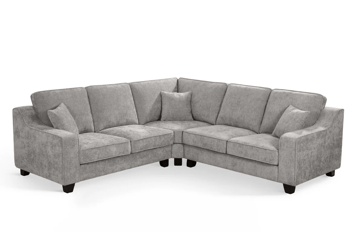 Grey Chenille Fabric 2C2 Corner Sofa NATHAN