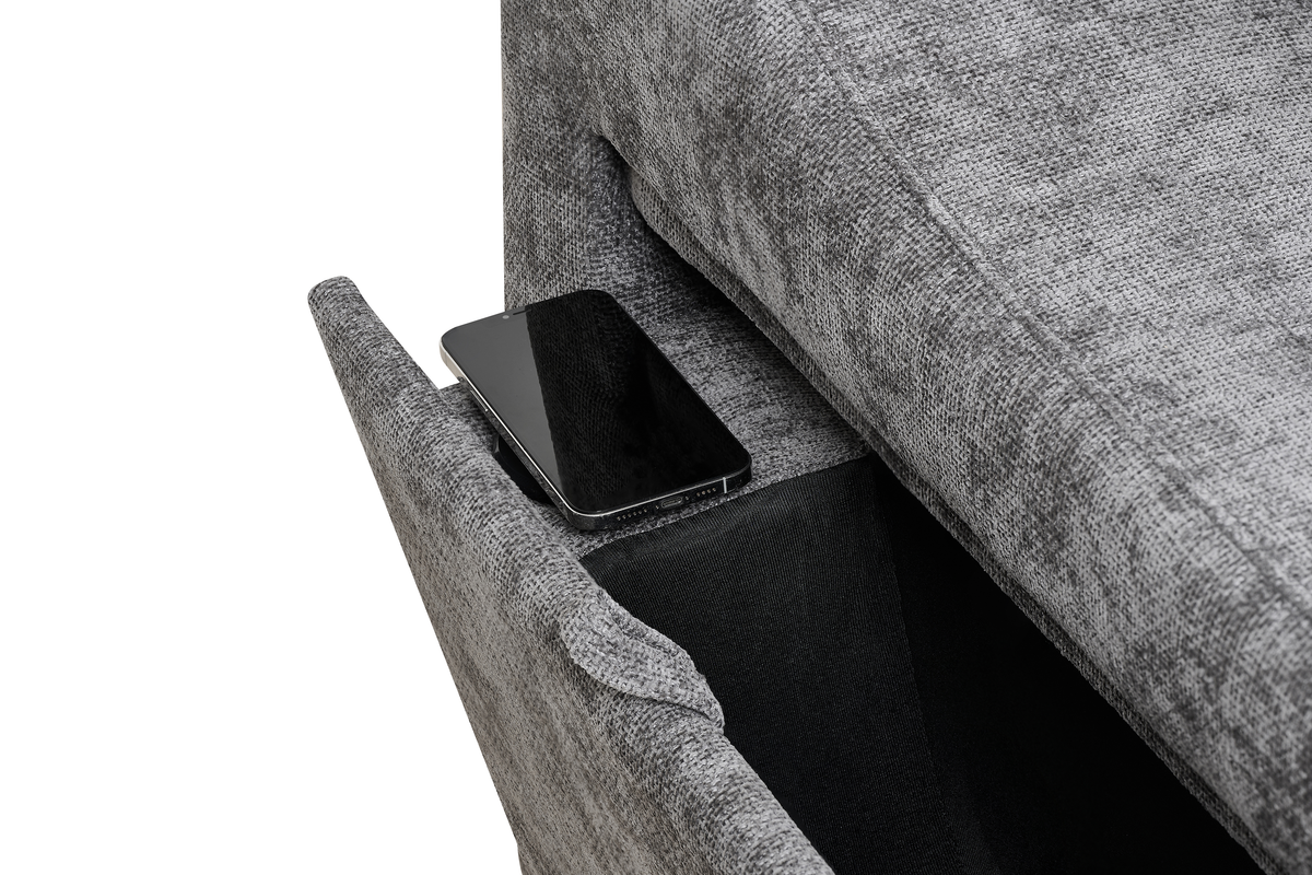 Dark Grey Chenille Fabric 2C1 Corner Sofabed with Storage ARTHUR