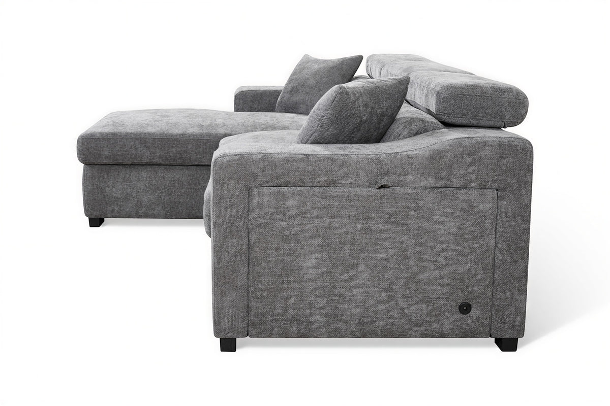 Dark Grey Chenille Fabric 2C1 Corner Sofabed with Storage ARTHUR