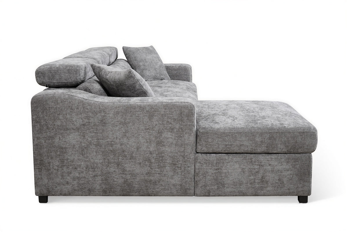 Dark Grey Chenille Fabric 2C1 Corner Sofabed with Storage ARTHUR